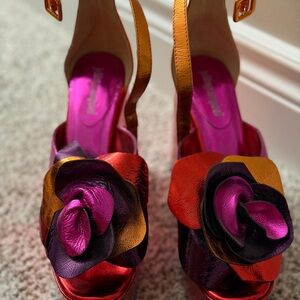 Jeffrey Campbell Red and Pink Floral Heels